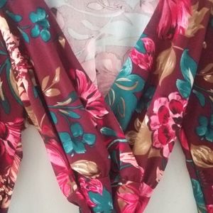 Ladies floral semi wrap dress.